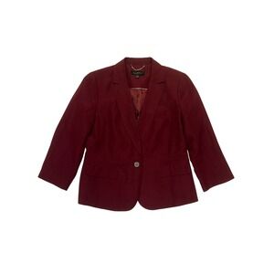 Talbots Burgundy Linen Blend Classic Preppy Dark Academia Blazer Jacket Size 4